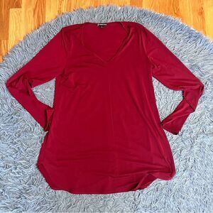 Franne Golde Burgundy Red Slinky Long Sleeve Top Size L